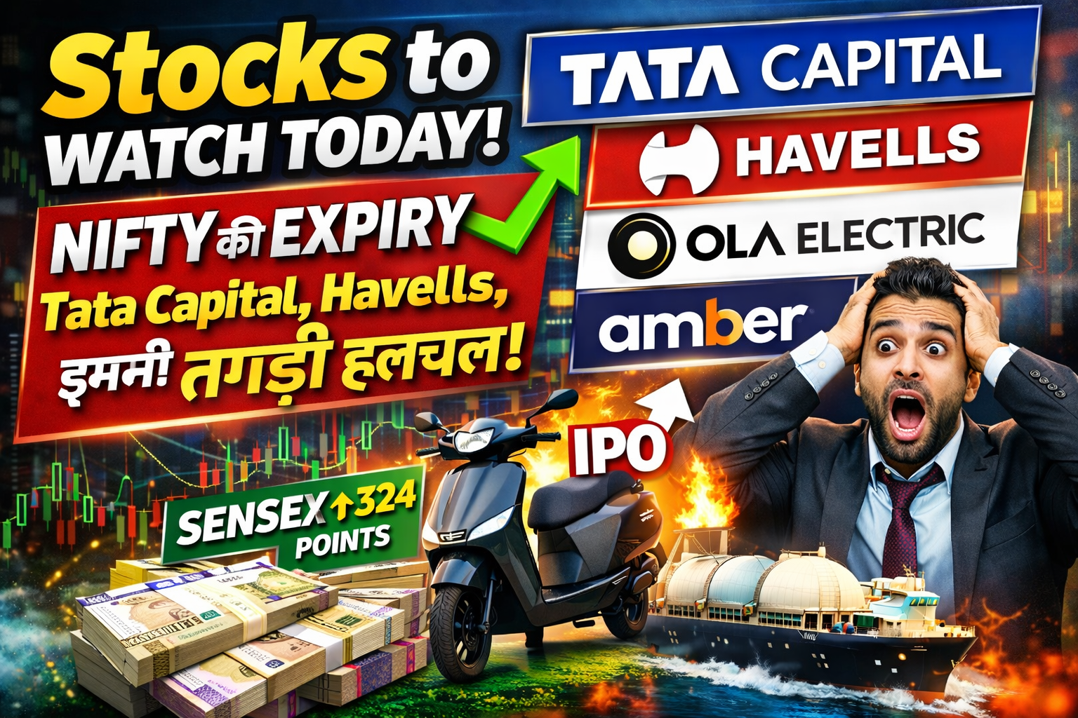 Stocks to Watch Today: Nifty Expiry के दिन Tata Capital, Havells, Ola Electric समेत इन शेयरों में रहेगी तगड़ी हलचल